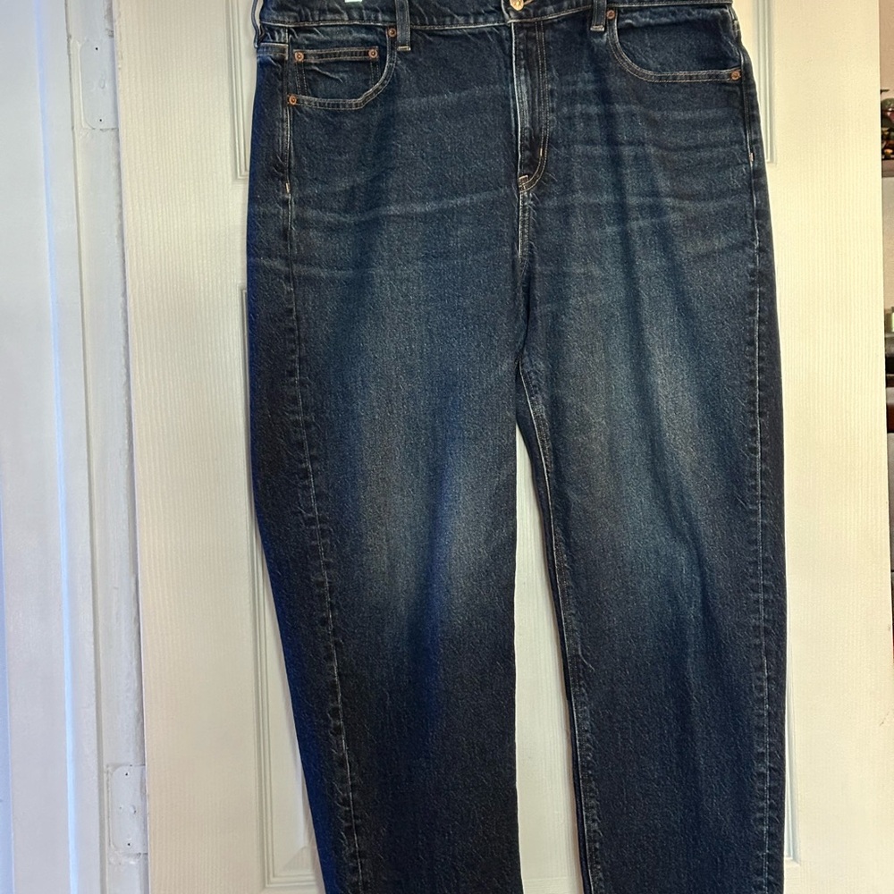 American Eagle Outfitters Dark Blue Denim super high-rise ankle straight Sz 16R